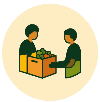 Neighbors sharing fresh produce